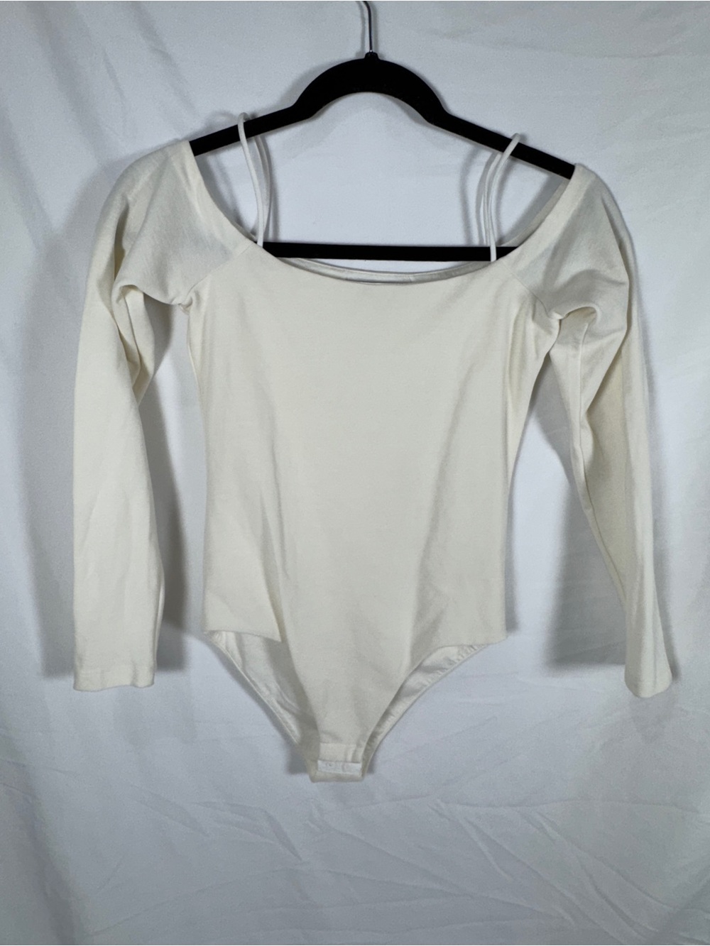 AllSaints White Off Shoulder Long Sleeve Bodysuit UK 6 US 2